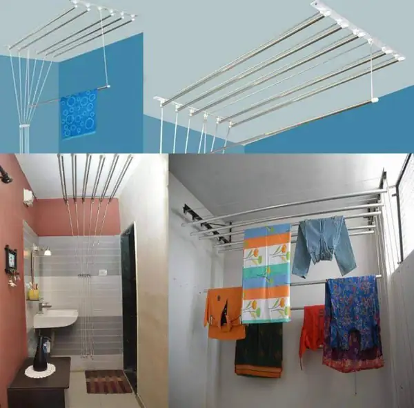Ceiling cloth drying hanger installation - Swathi Safety Nets