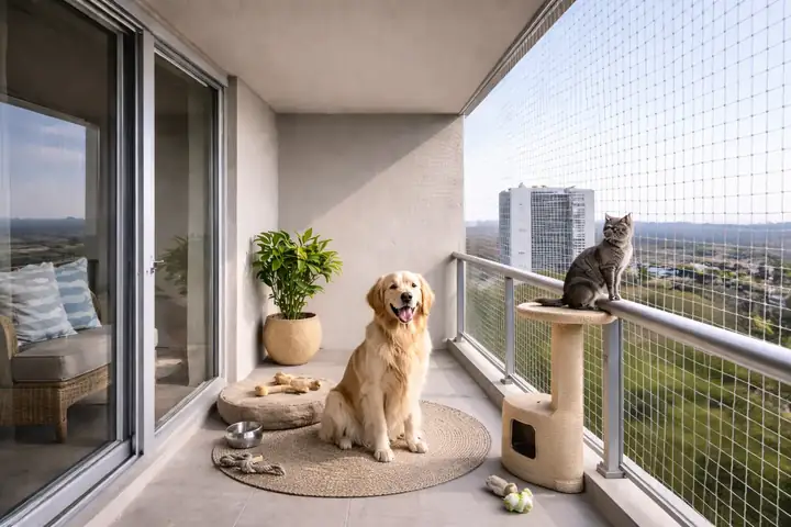 Tear-resistant pet safety net installation in Bangalore - Swathi Safety Nets